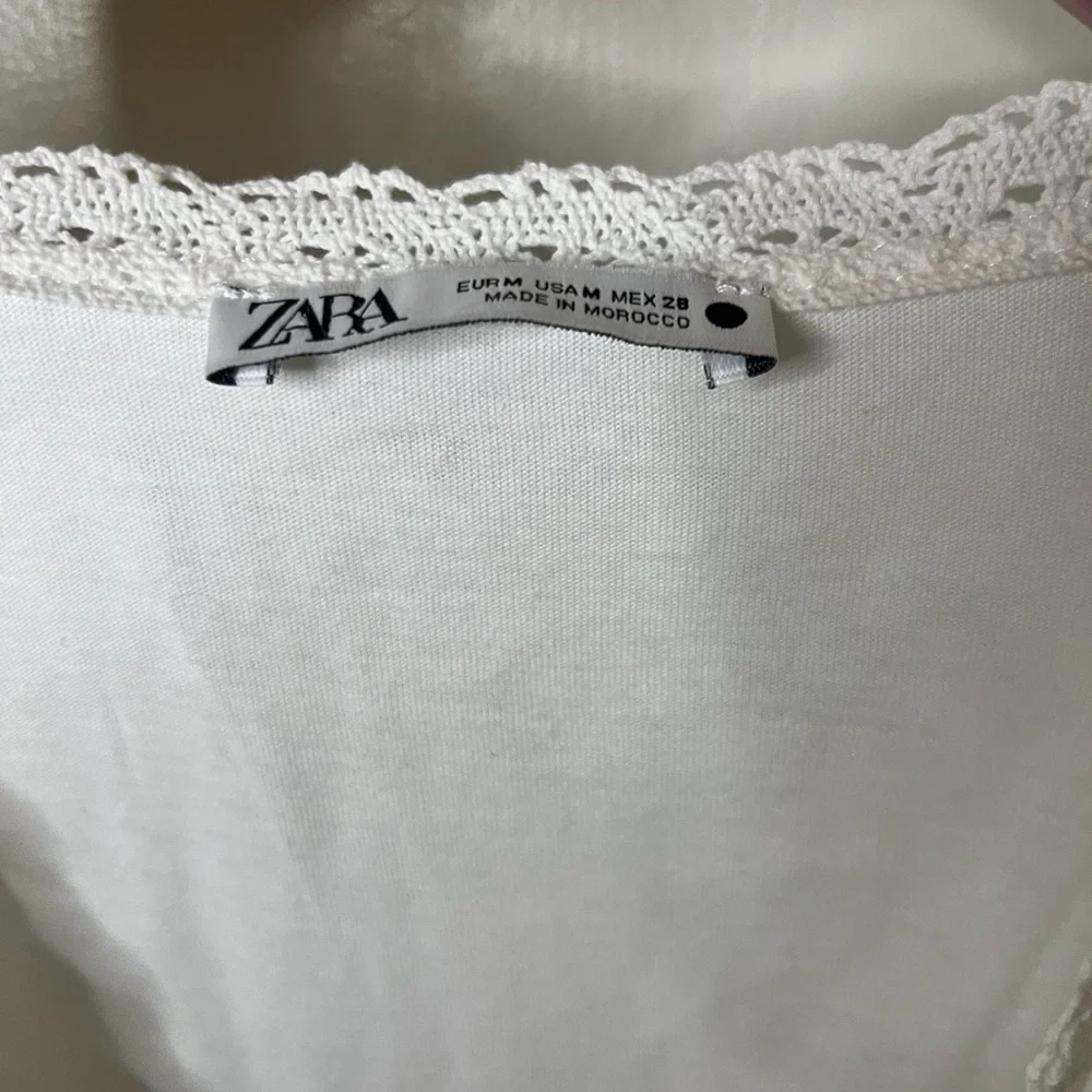 Zara medium bundle green collared sweater white cotton eyelet top ivory Blouse - Picture 10 of 16